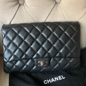 Classic Chanel Jumbo Caviar Flap Clutch